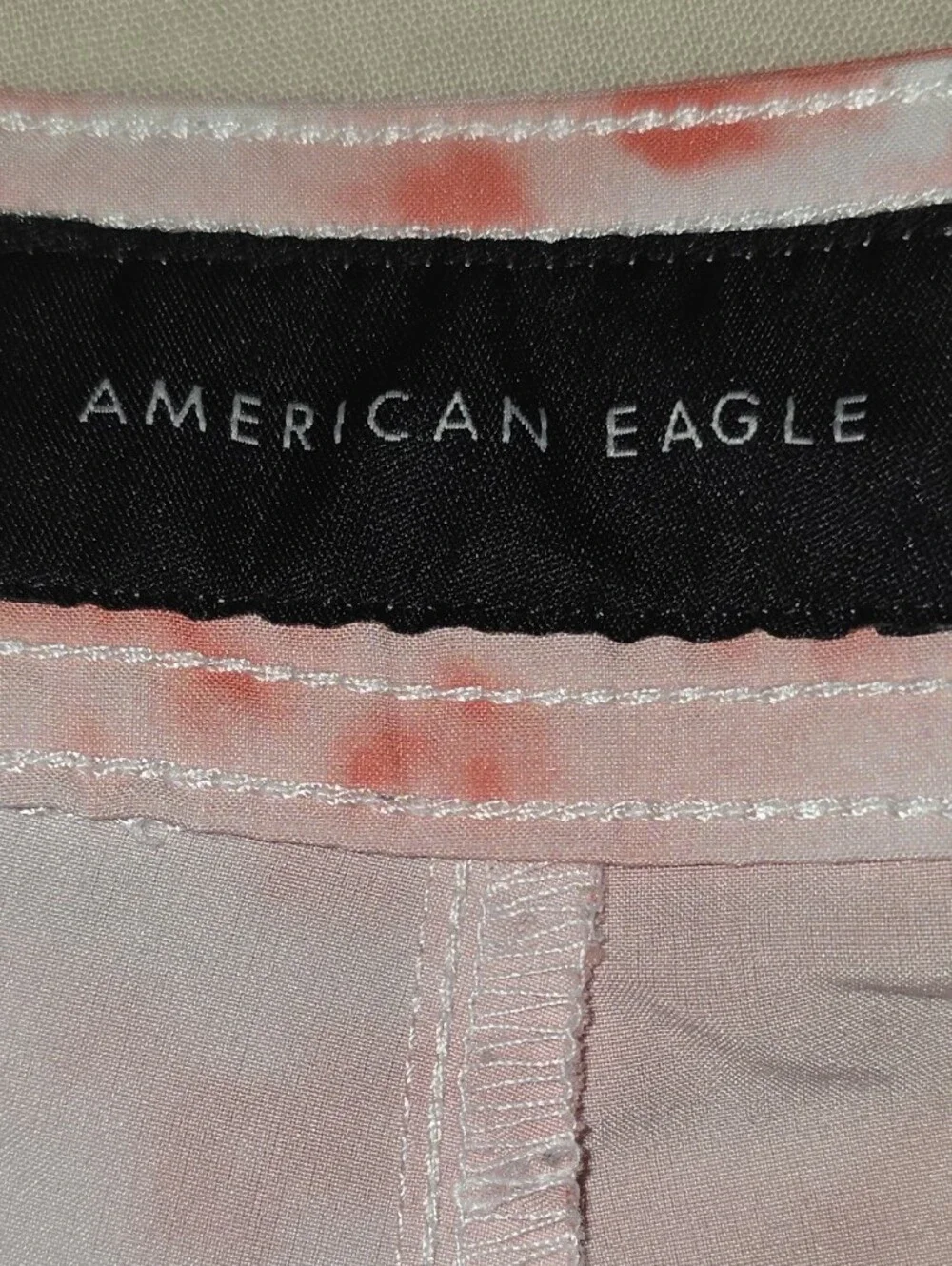 American Eagle Men's Coral & White Tie-Dye Swim Trunks Shorts - Size Large
